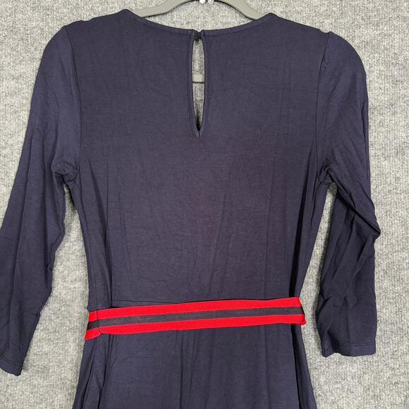 Boden Sz 4 Isla Jersey Jumpsuit Black Red Tie Waist Wide Leg V Neck 3/4 Sleeves - Picture 6 of 13